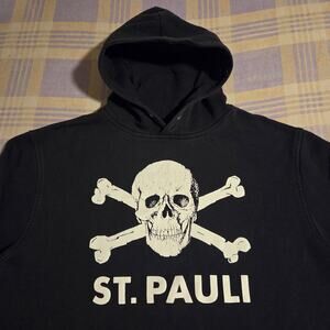 Vintage 90s St Pauli Hoodie Skull Hooded Soccer Fans Football Rare Mens Size XL